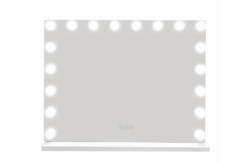 Glow Stort sminkespeil 80 cm med belysning og lamper – Hollywood-speil med USB-lading - Hvit - Interiør - Speil - Speil med belysning