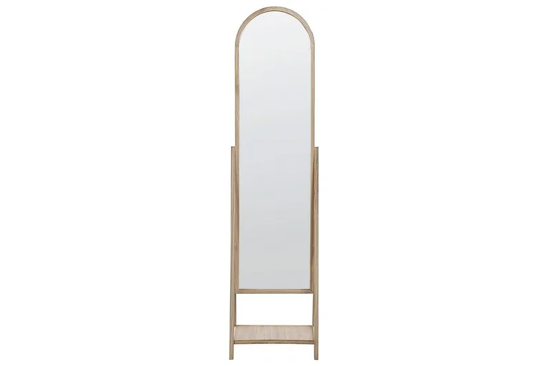 Golvspegel med hylla Beliani Chambery Light colored wood - Interiør - Speil - Gulvspeil