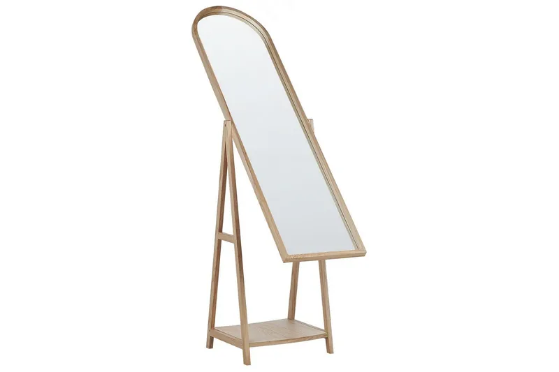 Golvspegel med hylla Beliani Chambery Light colored wood - Interiør - Speil - Gulvspeil
