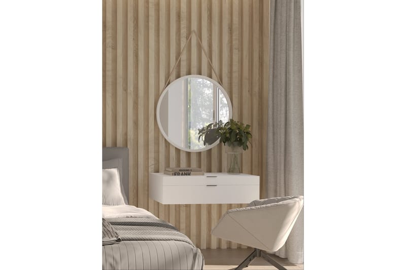 Grace Vegghengt Speil Rund 60 cm, Hvit