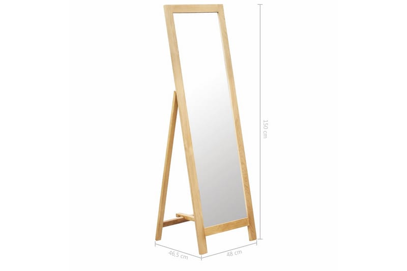 Frittstående speil 48x46,5x150 cm heltre eik - Brun - Gulvspeil - Helkroppsspeil