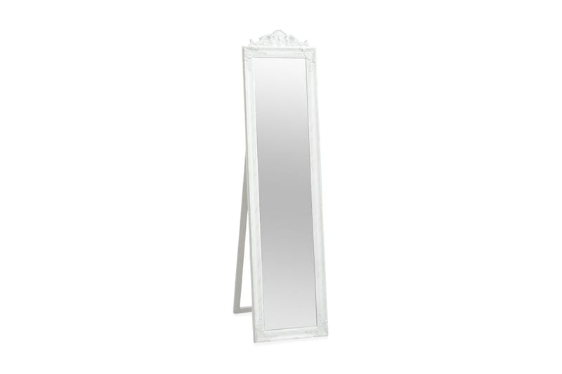 Frittstående speil barokstil 160x40 cm hvit - Hvit - Gulvspeil - Helkroppsspeil