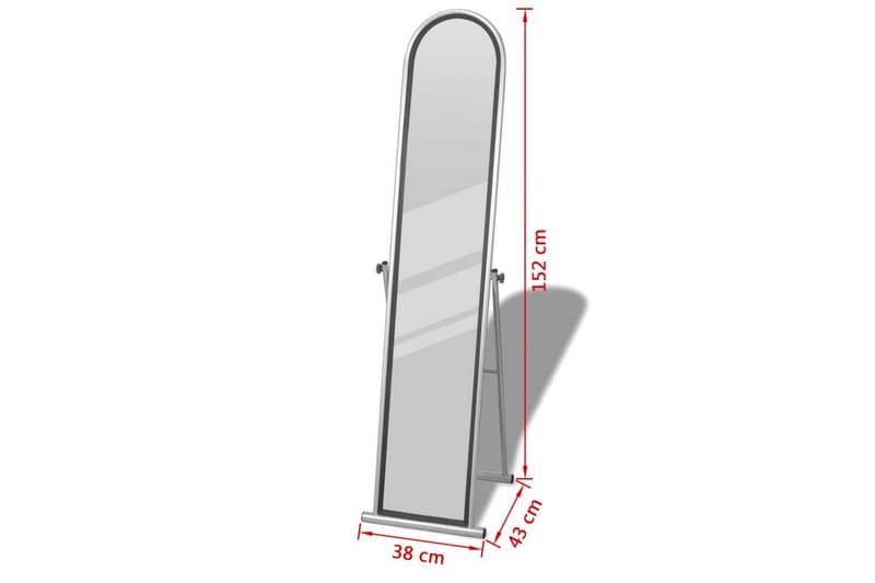 Frittstående Speil Full Lengde Rektangulrt - Grå - Grå - Gulvspeil - Helkroppsspeil