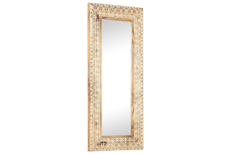 Håndskåret speil 110x50x11 cm heltre mango - Brun - Gangspeil - Veggspeil