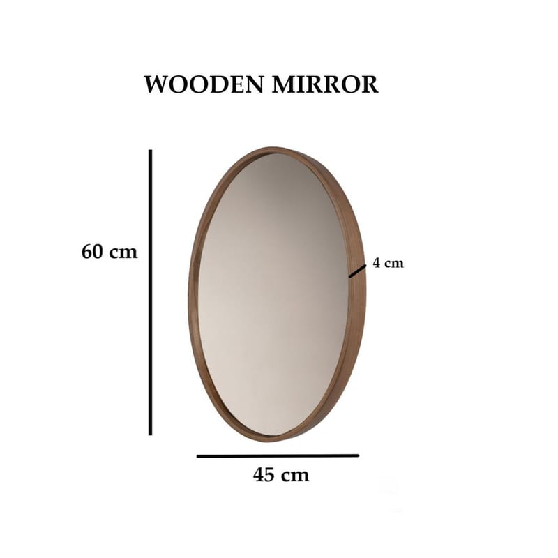 Lorys vegghengt speil Oval 45 cm - Brun/Hvit - Interiør - Speil - Gangspeil