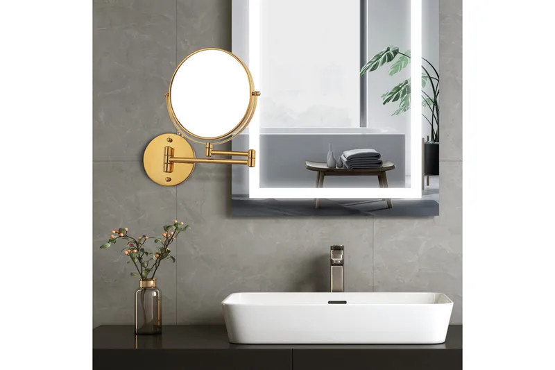 Jessie Sminkespeil med arm med forstørring x cm Gull, Lyfco