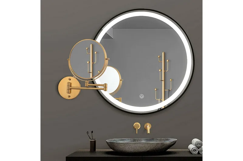 Jessie Sminkespeil med arm med forstørring x cm Gull - Lyfco - Interiør - Speil - Sminkespeil