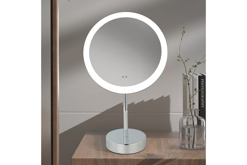 Penny Sminkespeil med fot med LED-belysning x39 cm Hvit - Sminkespeil