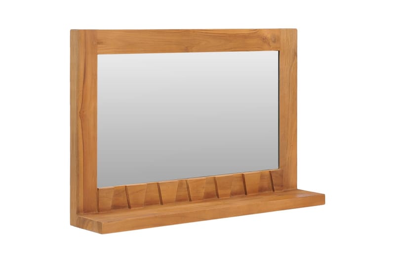 Veggspeil med hylle 60x12x40 cm heltre teak - Sminkespeil