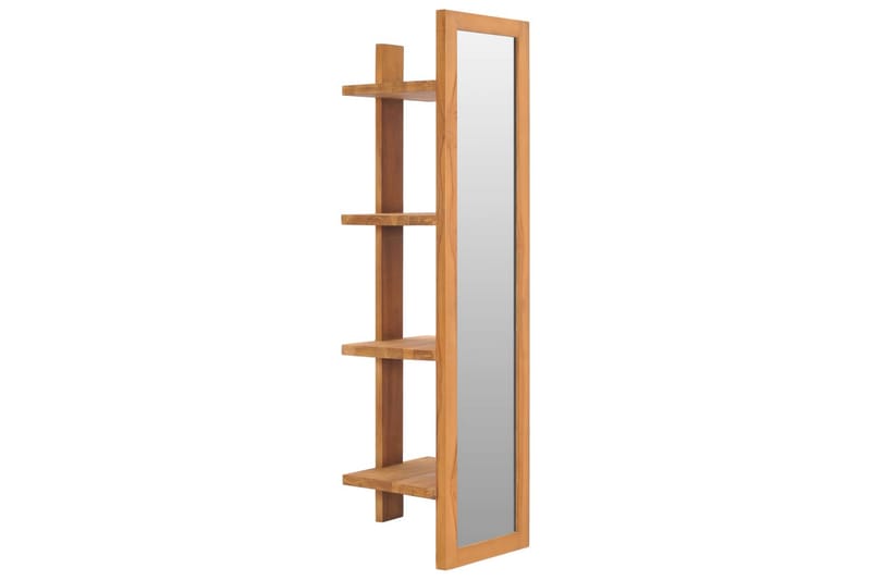Veggspeil med hyller 30x30x120 cm heltre teak - Sminkespeil
