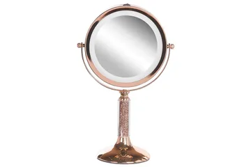 Sminkspegel Beliani Baixas Guld/svart Rose||GOLD - Interiør - Speil - Speil med belysning