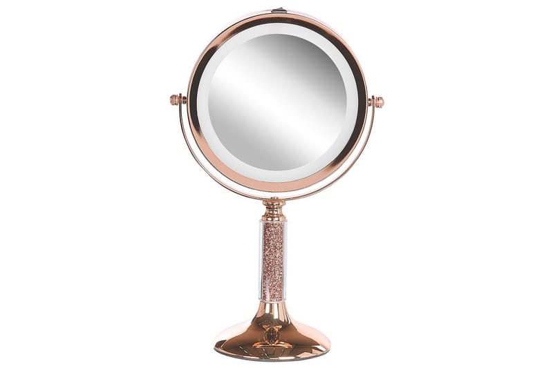 Sminkspegel Beliani Baixas Guld/svart Rose||GOLD - Interiør - Speil - Speil med belysning