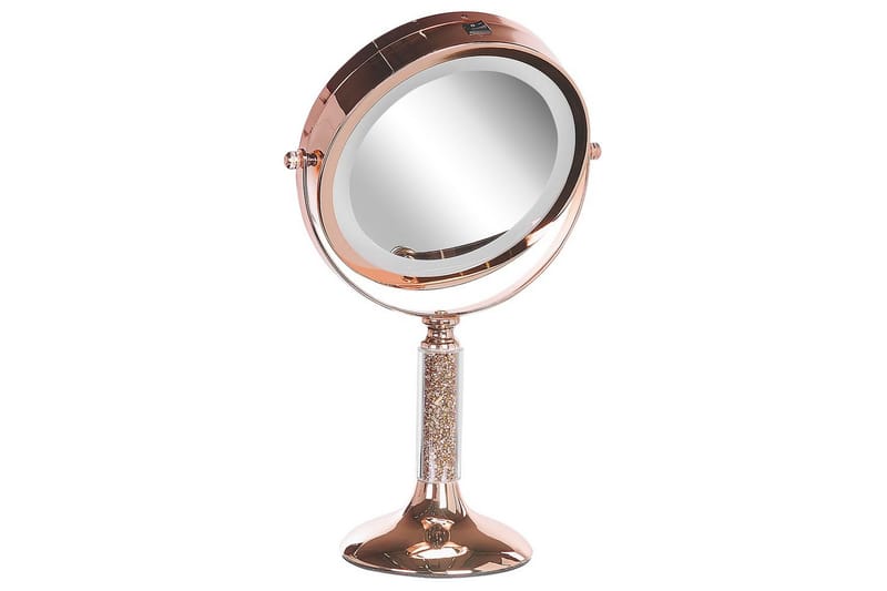 Sminkspegel Beliani Baixas Guld/svart Rose||GOLD - Interiør - Speil - Speil med belysning
