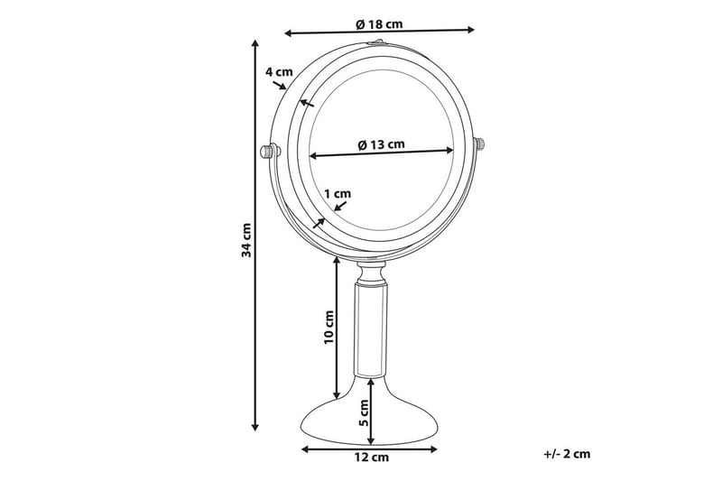 Sminkspegel Beliani Baixas Guld/svart Rose||GOLD - Interiør - Speil - Speil med belysning