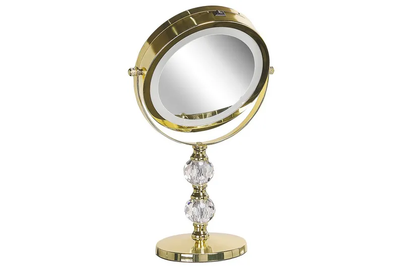 Sminkspegel Beliani Claira Guld GOLD - Interiør - Speil - Speil med belysning