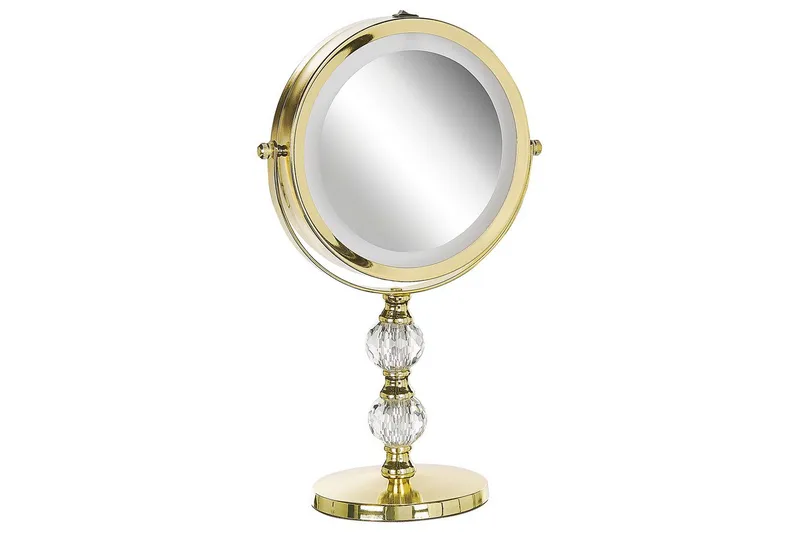 Sminkspegel Beliani Claira Guld GOLD - Interiør - Speil - Speil med belysning