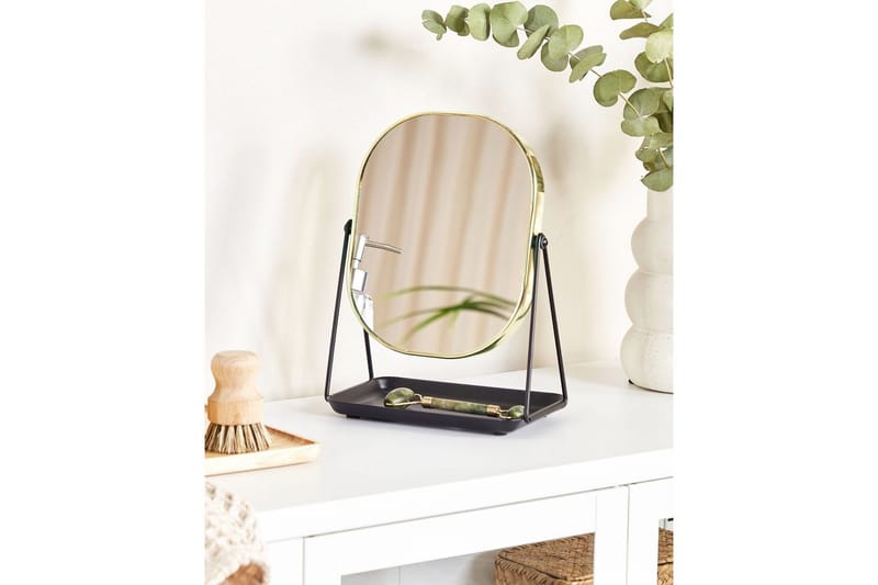Sminkspegel Beliani Correze Guld/svart GOLD||Black - Interiør - Speil - Sminkespeil