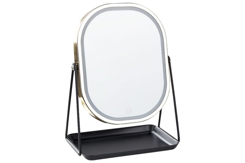 Sminkspegel Beliani Dordogne Guld/svart GOLD||Black - Interiør - Speil - Speil med belysning