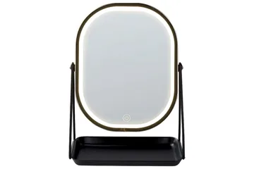 Sminkspegel Beliani Dordogne Guld/svart GOLD||Black - Interiør - Speil - Speil med belysning