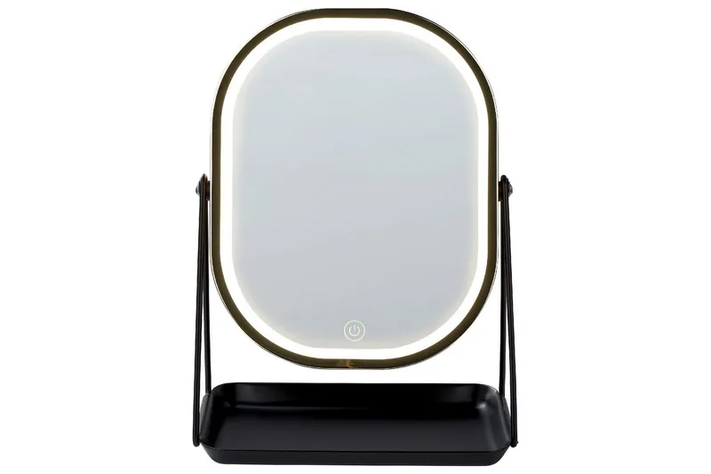 Sminkspegel Beliani Dordogne Guld/svart GOLD||Black - Interiør - Speil - Speil med belysning