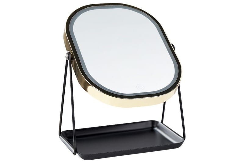 Sminkspegel Beliani Dordogne Guld/svart GOLD||Black - Interiør - Speil - Speil med belysning