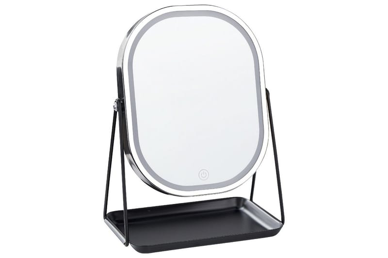 Sminkspegel Beliani Dordogne Guld/svart Silver||Black - Interiør - Speil - Speil med belysning