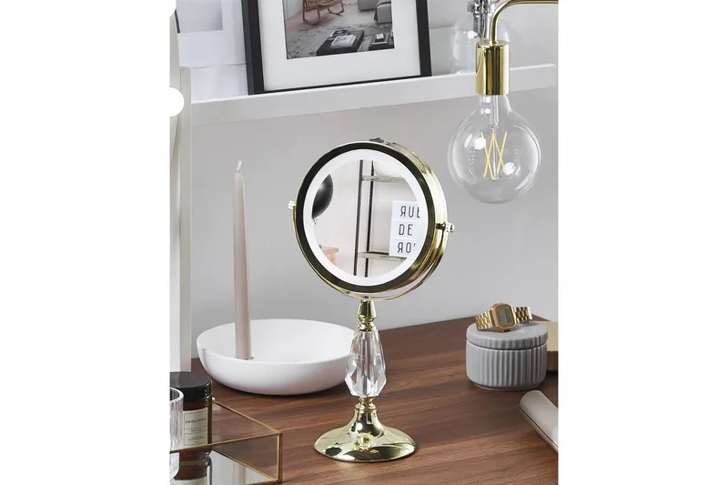 Sminkspegel Beliani Maury Guld GOLD VALUE_MISSING_2 - Interiør - Speil - Speil med belysning