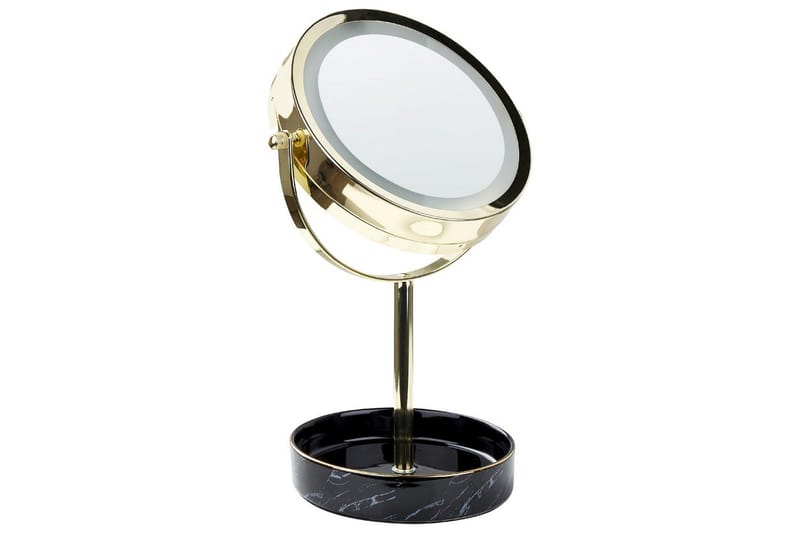 Sminkspegel Beliani Savoie Guld/Svart GOLD||Black - Interiør - Speil - Speil med belysning