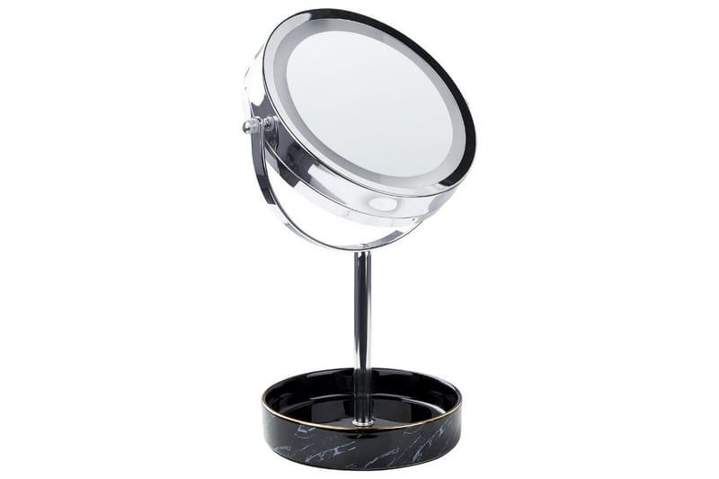 Sminkspegel Beliani Savoie Guld/Svart Silver||Black - Interiør - Speil - Speil med belysning