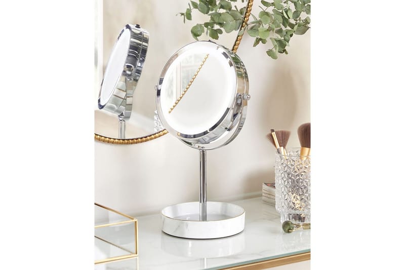 Sminkspegel Beliani Savoie Guld/Svart Silver||White - Interiør - Speil - Speil med belysning