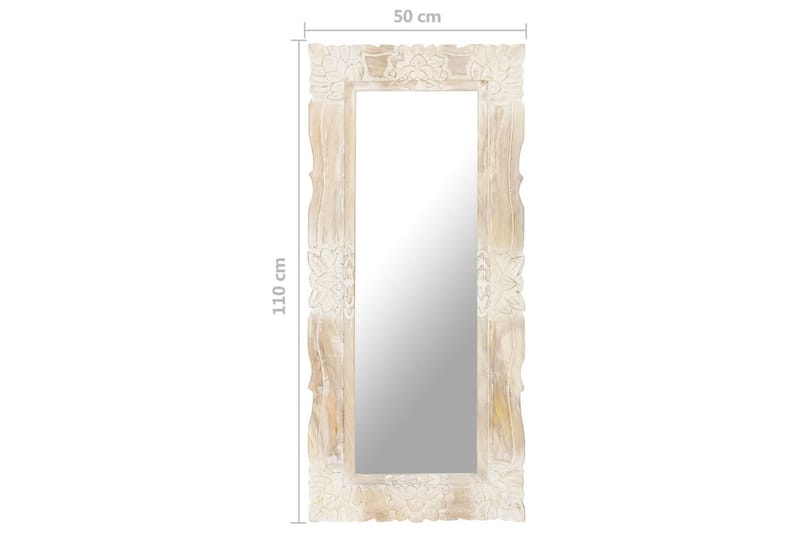Speil hvit 110x50 cm heltre mango - Hvit - Gangspeil - Veggspeil