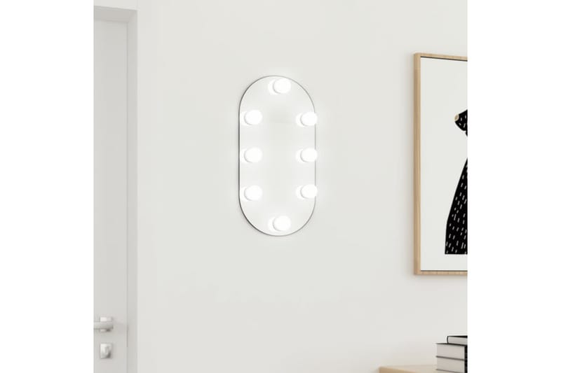 Speil med LED-lys 40x20 cm glass oval - Silver - Gangspeil - Veggspeil