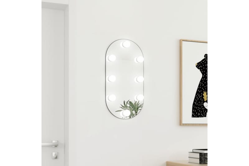 Speil med LED-lys 60x30 cm glass oval - Silver - Gangspeil - Veggspeil