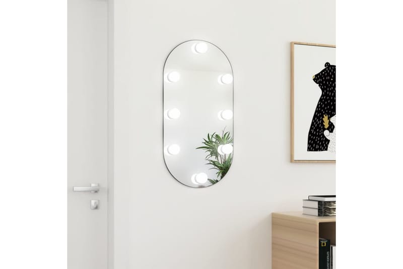 Speil med LED-lys 80x40 cm glass oval - Silver - Gangspeil - Veggspeil