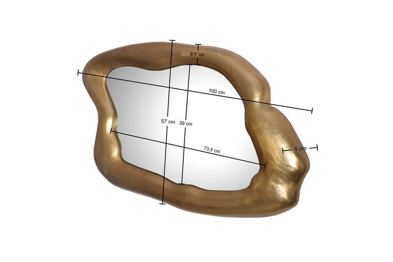 Speil Wohnling Asymmetrisk metall tykt metallramme oval 100 cm - Interiør - Speil - Gangspeil