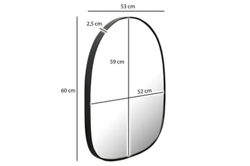 Speil Wohnling Asymmetrisk metall tykt metallramme oval 60 cm - Interiør - Speil - Gangspeil