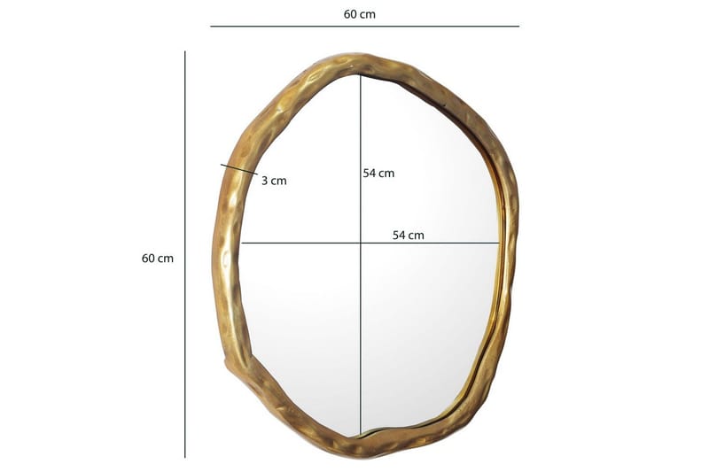 Speil Wohnling Asymmetrisk metallramme rund 60 cm - Interiør - Speil - Gangspeil