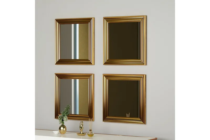 Speilsett (4 deler) Miyo Gull - Gull - Interiør - Speil - Speilmøbler - Speilkube