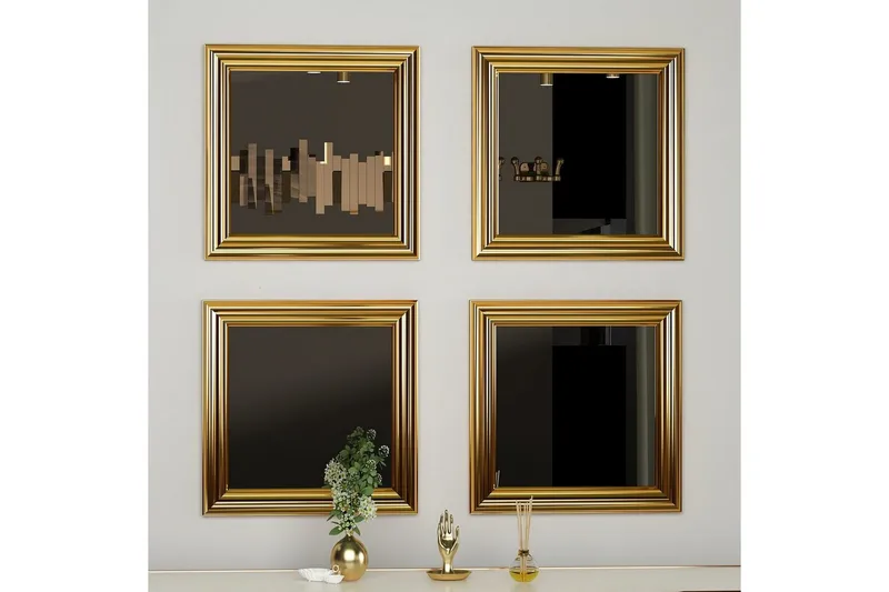 Speilsett (4 deler) Miyo Gull - Gull - Interiør - Speil - Speilmøbler - Speilkube