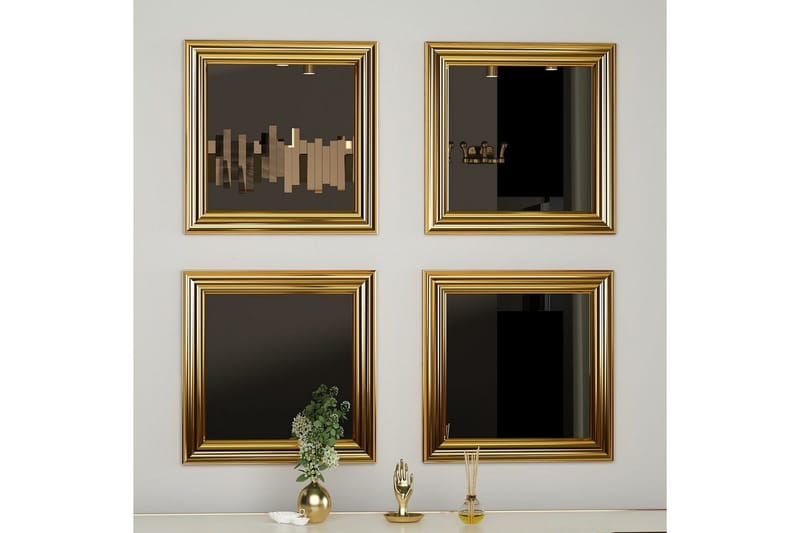 Speilsett (4 deler) Miyo Gull - Gull - Interiør - Speil - Speilmøbler - Speilkube