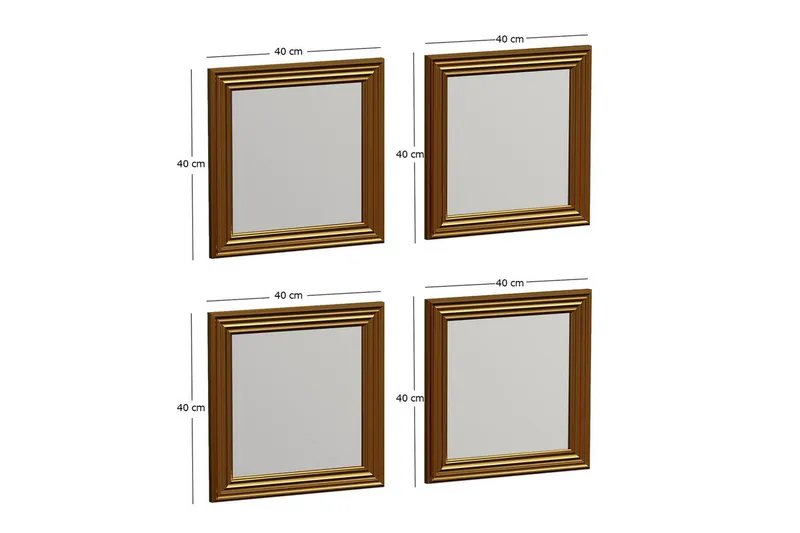 Speilsett (4 deler) Miyo Gull - Gull - Interiør - Speil - Speilmøbler - Speilkube