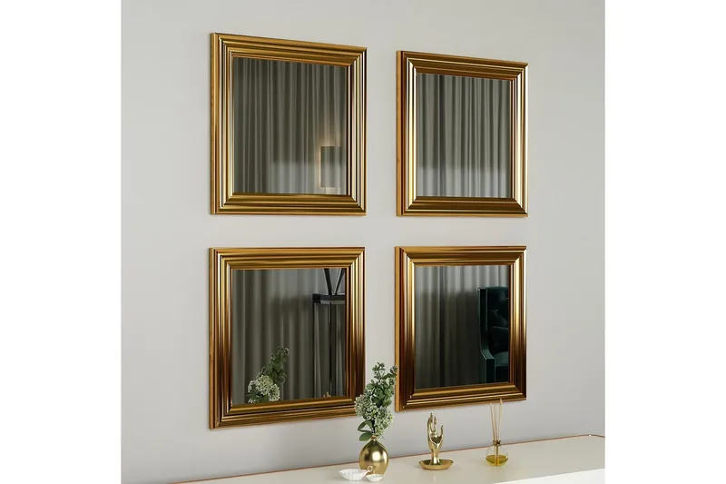 Speilsett (4 deler) Miyo Gull - Gull - Interiør - Speil - Speilmøbler - Speilkube