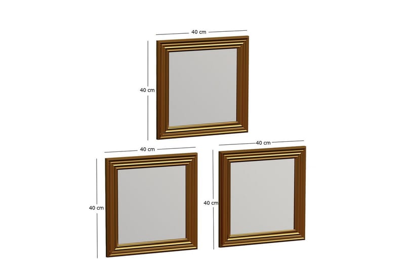 Speilsett (3 deler) Gausberto Gull - Gull - Interiør - Speil - Gangspeil