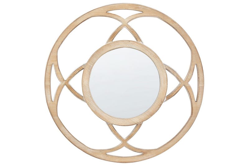 Väggspegel Beliani Iztapalapa Light colored wood||White