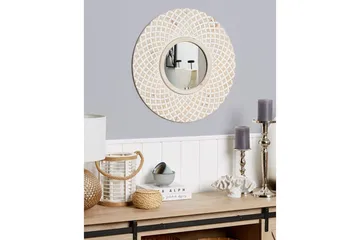 Väggspegel Beliani Pomaro Light colored wood||White - Interiør - Speil - Gangspeil