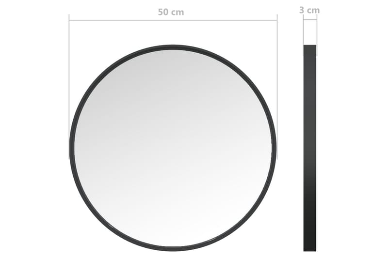 Veggspeil 50 cm svart - Svart - Gangspeil - Veggspeil