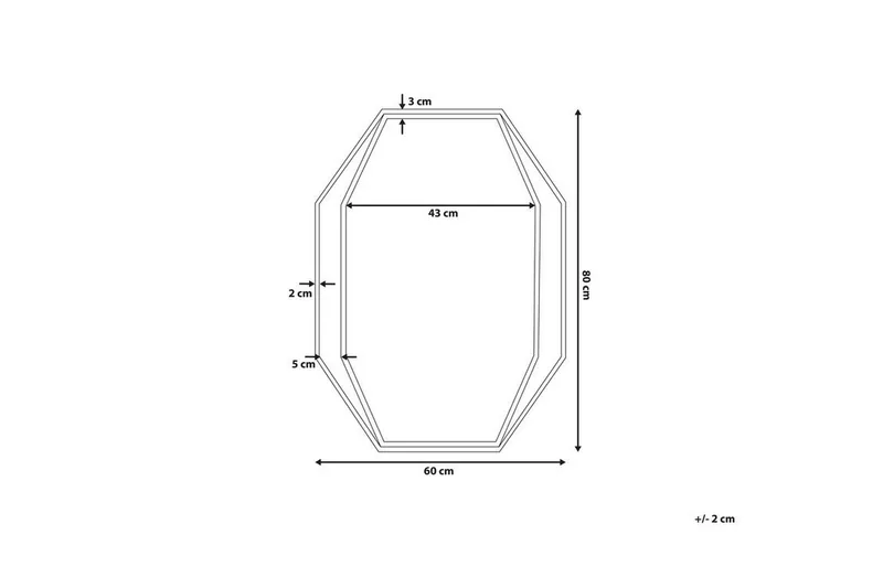 Bagron Speil 80x60 cm - Grå - Interiør - Speil - Veggspeil