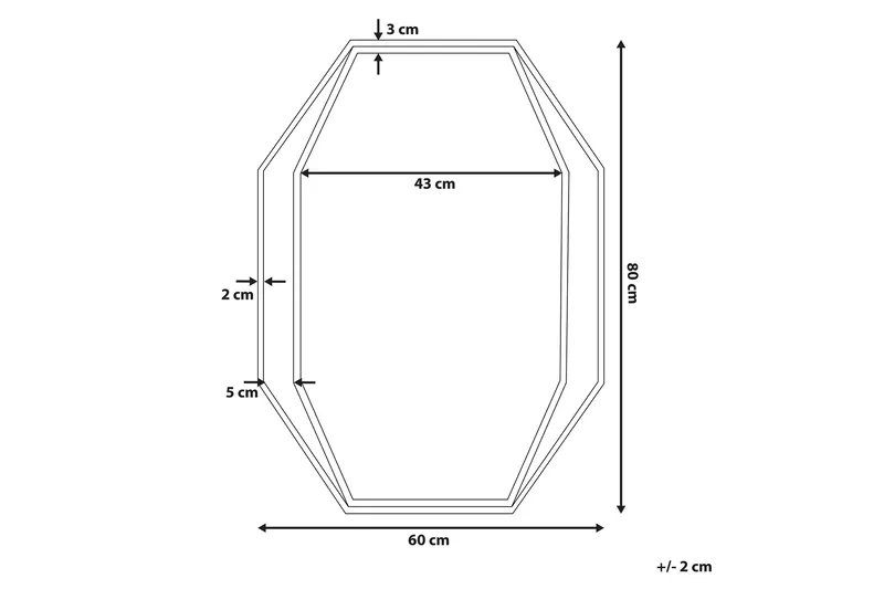 Bagron Speil 80x60 cm - Grå - Interiør - Speil - Veggspeil