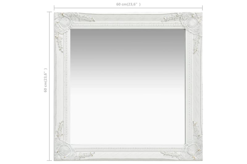 Veggspeil barokkstil 60x60 cm hvit - Gangspeil - Veggspeil