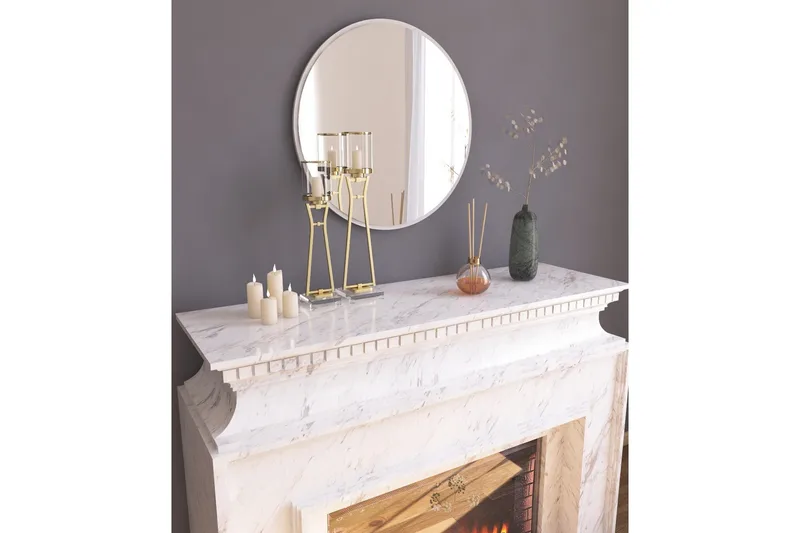 Buhem Speil 60 cm Rund - Hvit - Interiør - Speil - Veggspeil